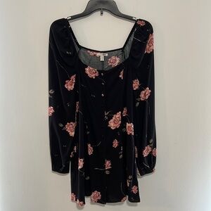 AMUSE Society Easy On The Eyes Black Floral Dress Size XS
